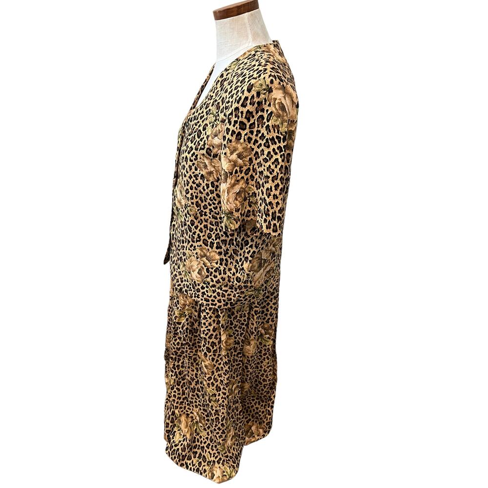 Vintage 80s Animal Print and Floral skirt set - Picture 3 of 7